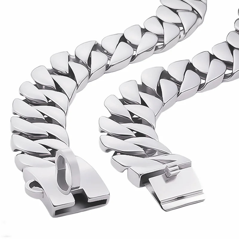 Gold Large Dog Collar 32mm Stainless Steel Metal Pet Choker for Labrador Rottweiler Cane Corso American Bully Dog Accessories