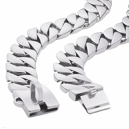Gold Large Dog Collar 32mm Stainless Steel Metal Pet Choker for Labrador Rottweiler Cane Corso American Bully Dog Accessories