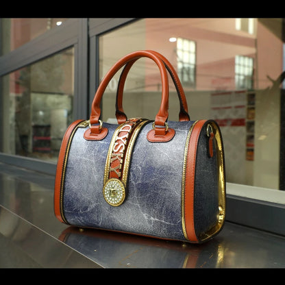 Designer Luxury Boston Bags For Women High Quality Crocodile-embossed Top Handle Bag Fashion Diamonds Letter Decoration Handbag