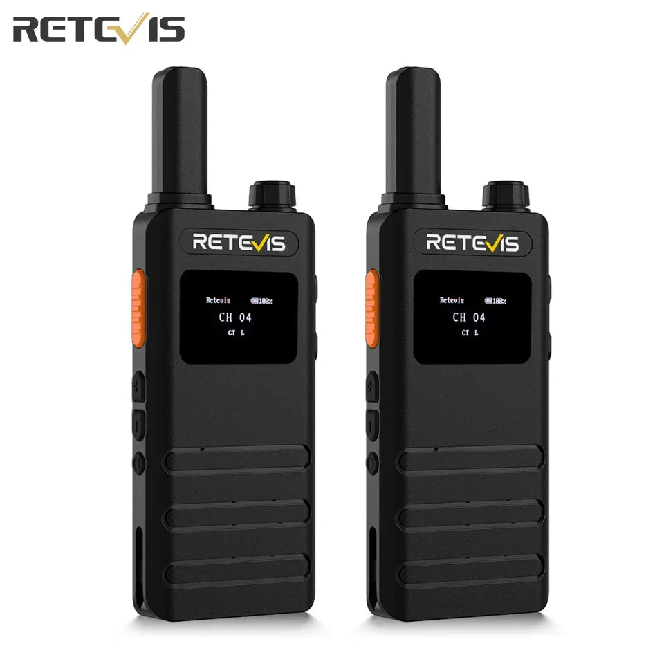 Retevis B63S Walkie Talkie 2Pcs with LCD Screen Ultra-thin, License-free, Type C, for Communication Radios for Camping Hiking