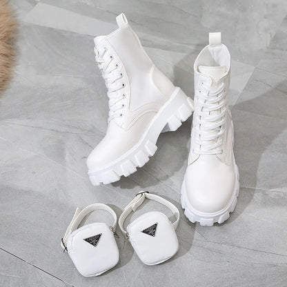 Platform New Women Boots Motorcycle Shoes Woman Leather Minimalist Classic Punk Female Goth Shoes Casual Boots Women Mary Jane