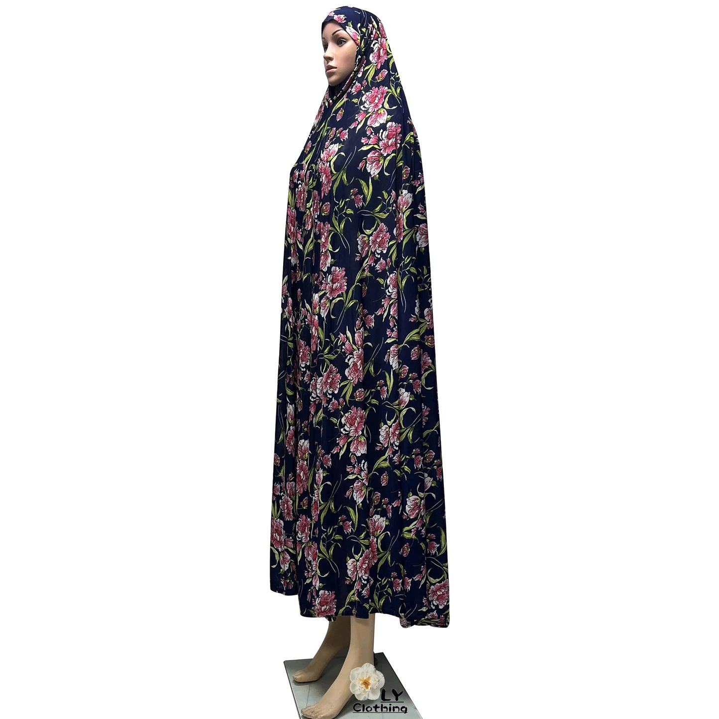 New Sleeveless Pullover Dress Women Prayer Garment Dubai Abaya Arab Jibab Flowers Print Loose Femme Khimar Kaftan Clothes 6XL