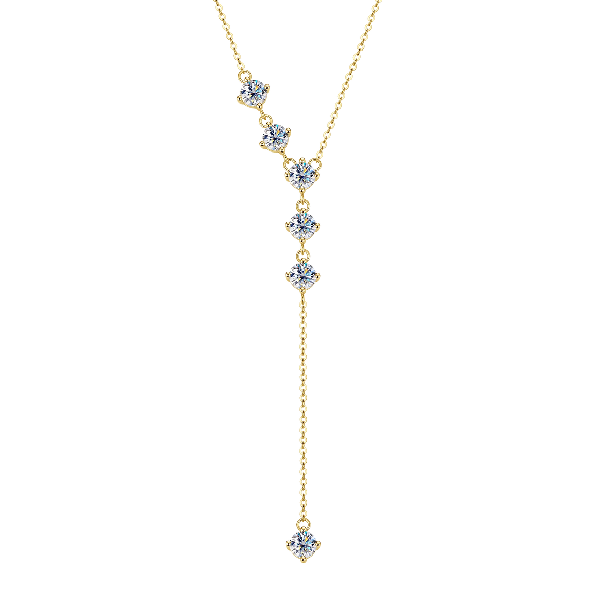 Celestinova D Color VVS1 GRA Certified Necklaces Multi Stone Y Shape Lariat Tassel Sparkling Moissanite Necklace Luxury Jewelry