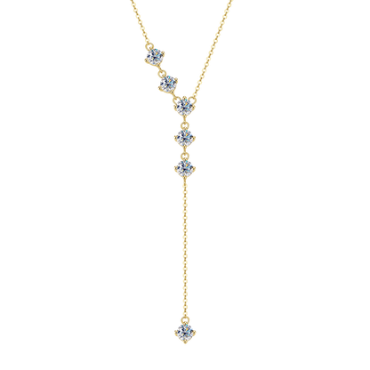 Celestinova D Color VVS1 GRA Certified Necklaces Multi Stone Y Shape Lariat Tassel Sparkling Moissanite Necklace Luxury Jewelry