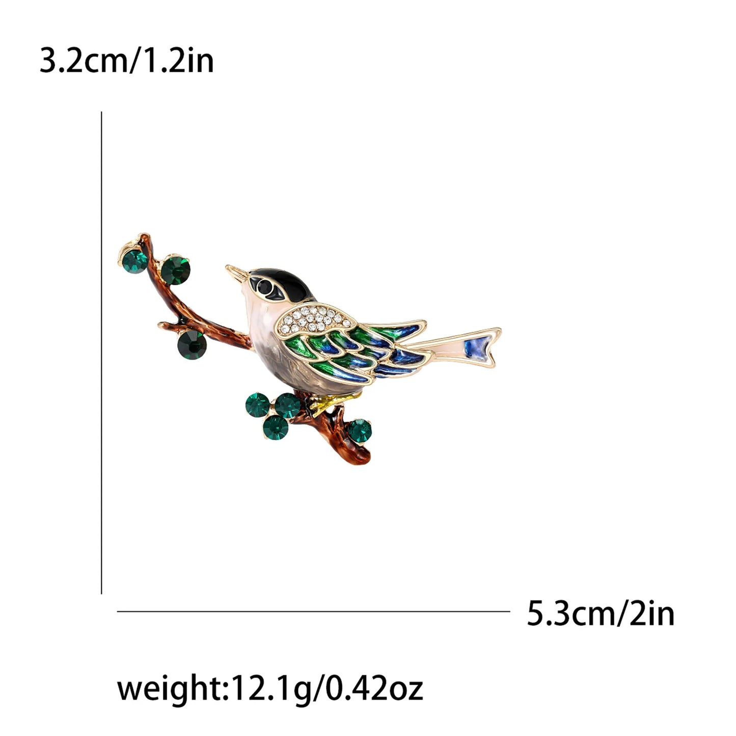 Fashion Magpie Brooch Cute Bird Flower Enamel Rhinestone Corsage Pin Clothing Accessories Jewelry
