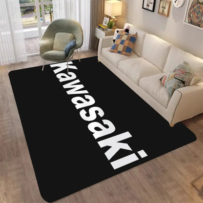 Kawasaki Motorcycle Printed Carpet Non-slip Carpet Carpets for Living Room or Bedroom Non-Slip Rug for Sofa or Kids' Area Decor
