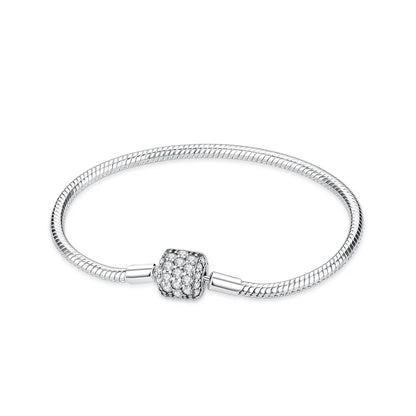 Original 925 Sterling Silver Bracelets Bangles Love Heart Clip Charms Beads Snake Chains For Women Rose Gold DIY Luxury Jewelry