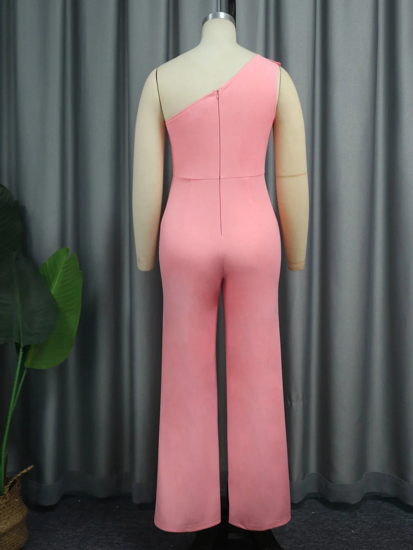Women One Shoulder Jumpsuit Big Flowers Long Sexy Backless High Waist  Wide Leg Straight One Piece Classy Evening Party Rompers