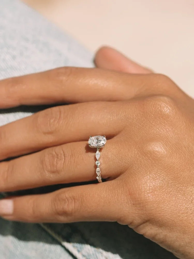 925 Sterling Silver Zircon Golden Oval Round Fashionable Ring For Women Engagement Wedding Luxury High Quality Fine Jewelry