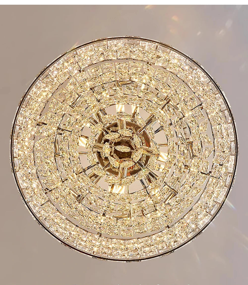 Luxury Glittering Crystal Long Pendant Lights Modern Lustres LED Oval Hanging Lamps for Ceiling Home Decor for Dining Room