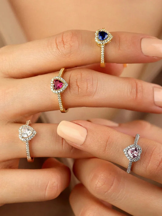 Gorgeous Zircon Romantic Love Heart Ring for Women Engagement Wedding Real 925 Sterling Silver Luxury High Quality Fine Jewelry