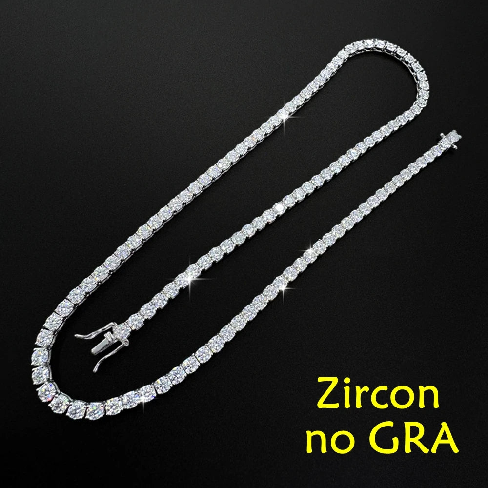 Moissanite Tennis Necklace Women Luxury Anniversary Wedding Bridal Gift for Wife 3/4/5MM D VVS1 S925 Sterling Silver
