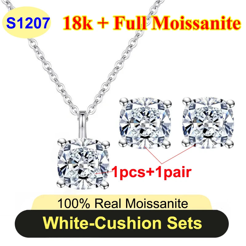 Full Shape 1-3ct Moissanite Women's Moissanite Jewelry Sets 925 Silver Plated 18k Gold D Color Necklace Earrings For Women Gift