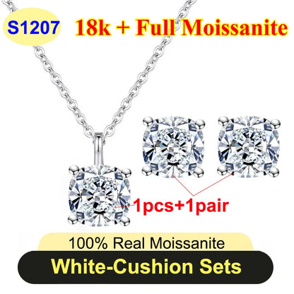 Full Shape 1-3ct Moissanite Women's Moissanite Jewelry Sets 925 Silver Plated 18k Gold D Color Necklace Earrings For Women Gift