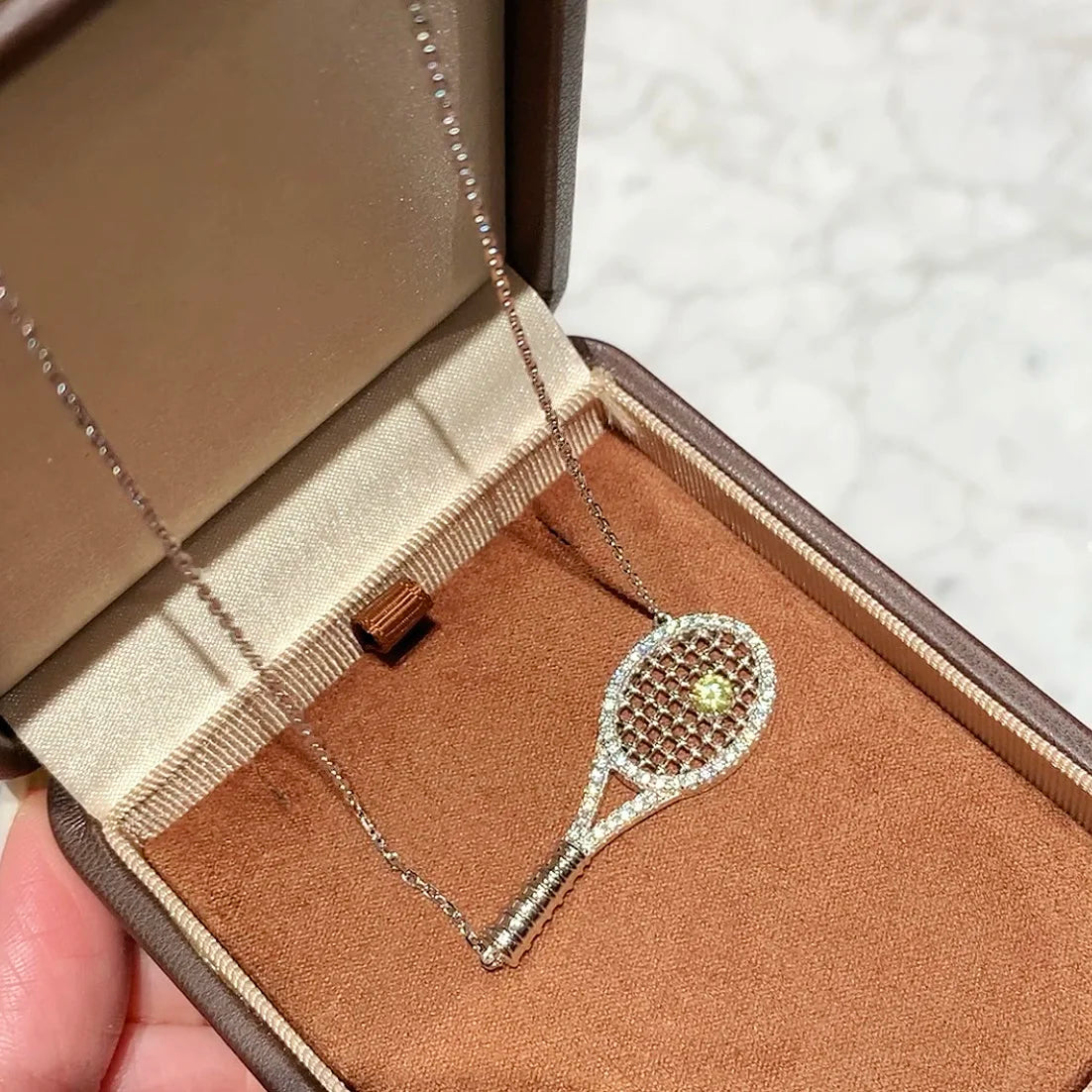 Trendy Real 925 Sterling Silver Necklace For Women Yellow 5a Zircon Tennis Shape Chain Pendant Luxury Design Fine Jewelry
