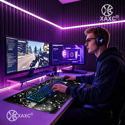 Music symbol and piano design Mouse Pad Large Computer Office Table Mats Rubber Anti-slip Gaming Keyboard Long Desk Pad HYBXXC