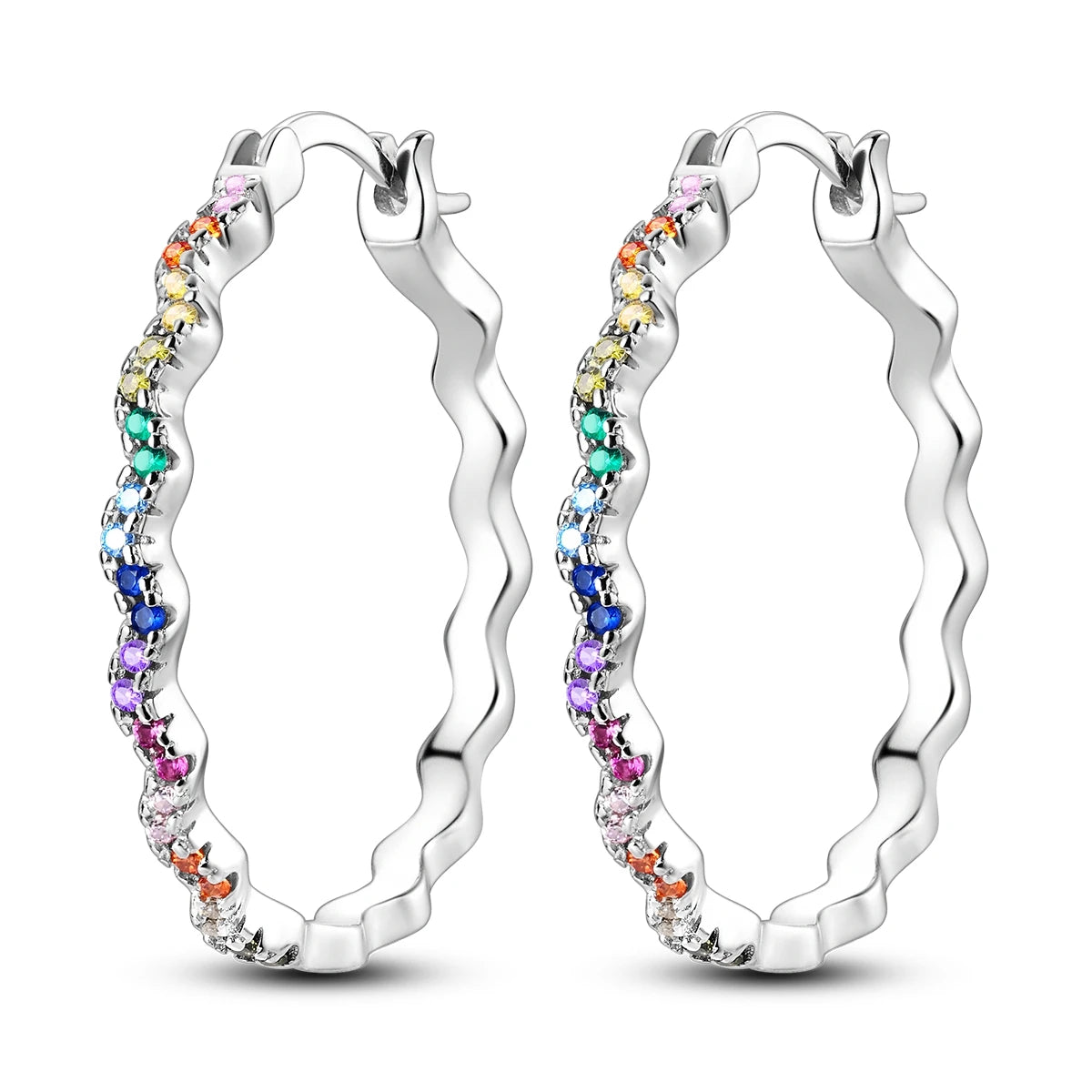925 Sterling Silver Original Hoop Earring For Woman Luxury  Pendientes Wedding Jewelry Gift