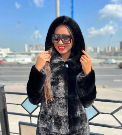Real Mink Fur Coat Natural Women's Winter Long Leather Jacket Luxury Women's Clothing 2025 Mink Fur Coat Women's Bottom Detachab