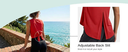 TACVASEN Quick Dry Women's Tank Top UPF 80+ UV Protection Tie Back Sports Vest Moisture Wicking Yoga Fitness Sleeveless T-shirt