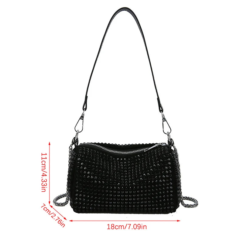 Luxury Bright Rhinestone Shoulder Bag Ins Style Crossbody Bag Fashionable Versatile Handbag Armpit Bags For Women Girls Gift
