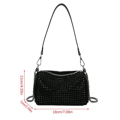 Luxury Bright Rhinestone Shoulder Bag Ins Style Crossbody Bag Fashionable Versatile Handbag Armpit Bags For Women Girls Gift