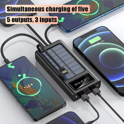 OnePlus 500000mAh Solar Power Bank Ultra Capacity USB 4 in1 Super Fast Charging USB TypeC LED Light Outdoor For iPhone Samsung