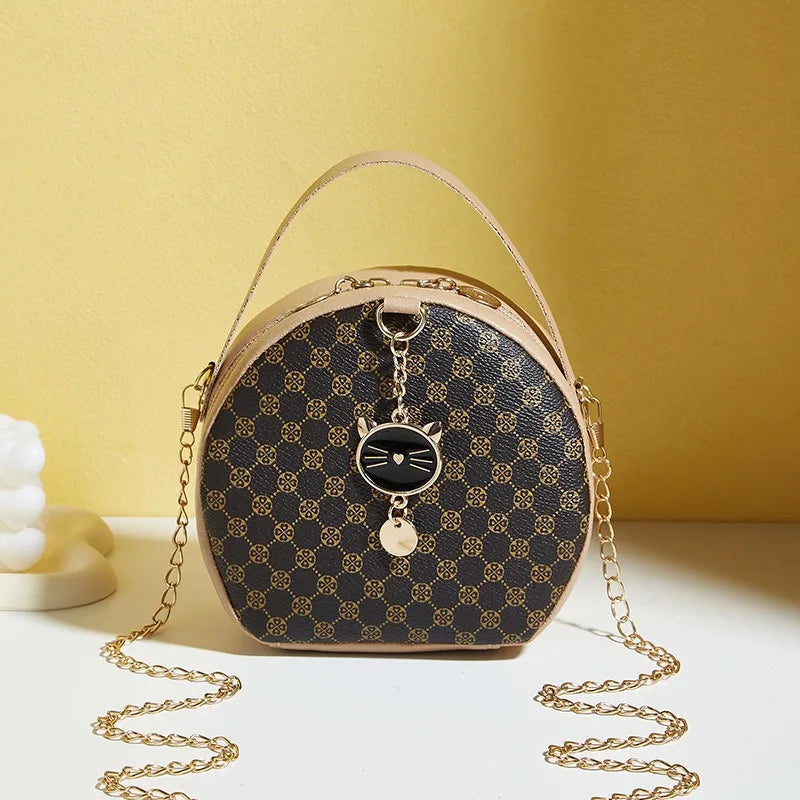 Circular Designer Fashion Women Shoulder Bag Leather Women's Messenger Crossbody Bags Ladies Purse Female Round Bolsa Handbag