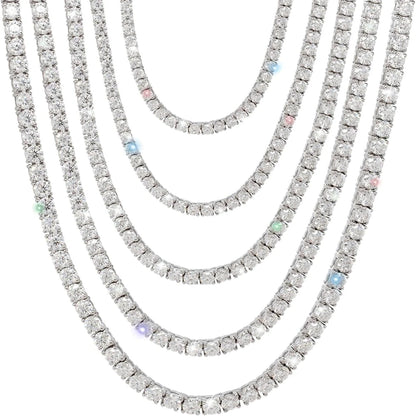 Moissanite Tennis Necklaces for Women Gifts 3-5mm 925 Silver Tennis Necklace Men D Color Round Cut Diamond