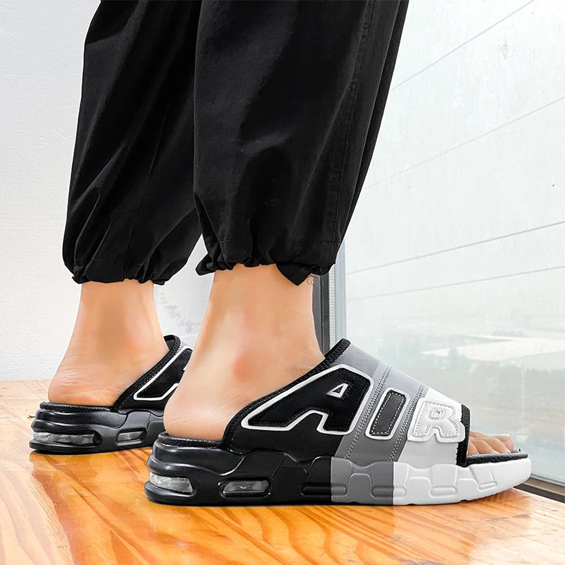 Summer Men Slippers Casual Sandals Platform Bubble Outdoor Beach Sandals Garden Shoes Male Comfortable Home Slides Loafers 39-47