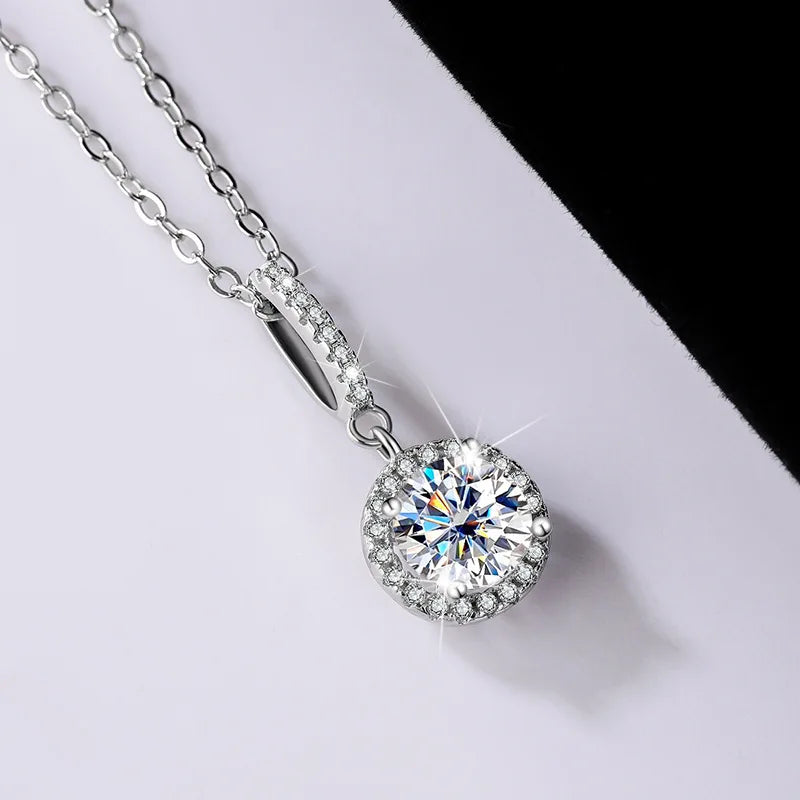 TY D VVS1 Moissanite Pandent Necklace GRA Certified 0.5-2ct Lab Diamond s925 Sterling Silver Dainty Necklaces for Women