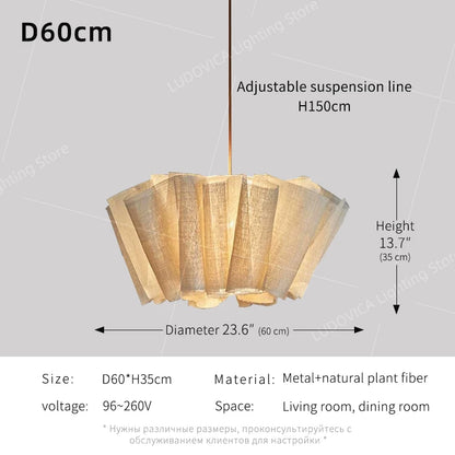 Wabi Sabi Chandelier Handmade Fabric LED Pendant Lights Vintage Living Room Study Clothes Shop Restaurant Designer Hanging Light