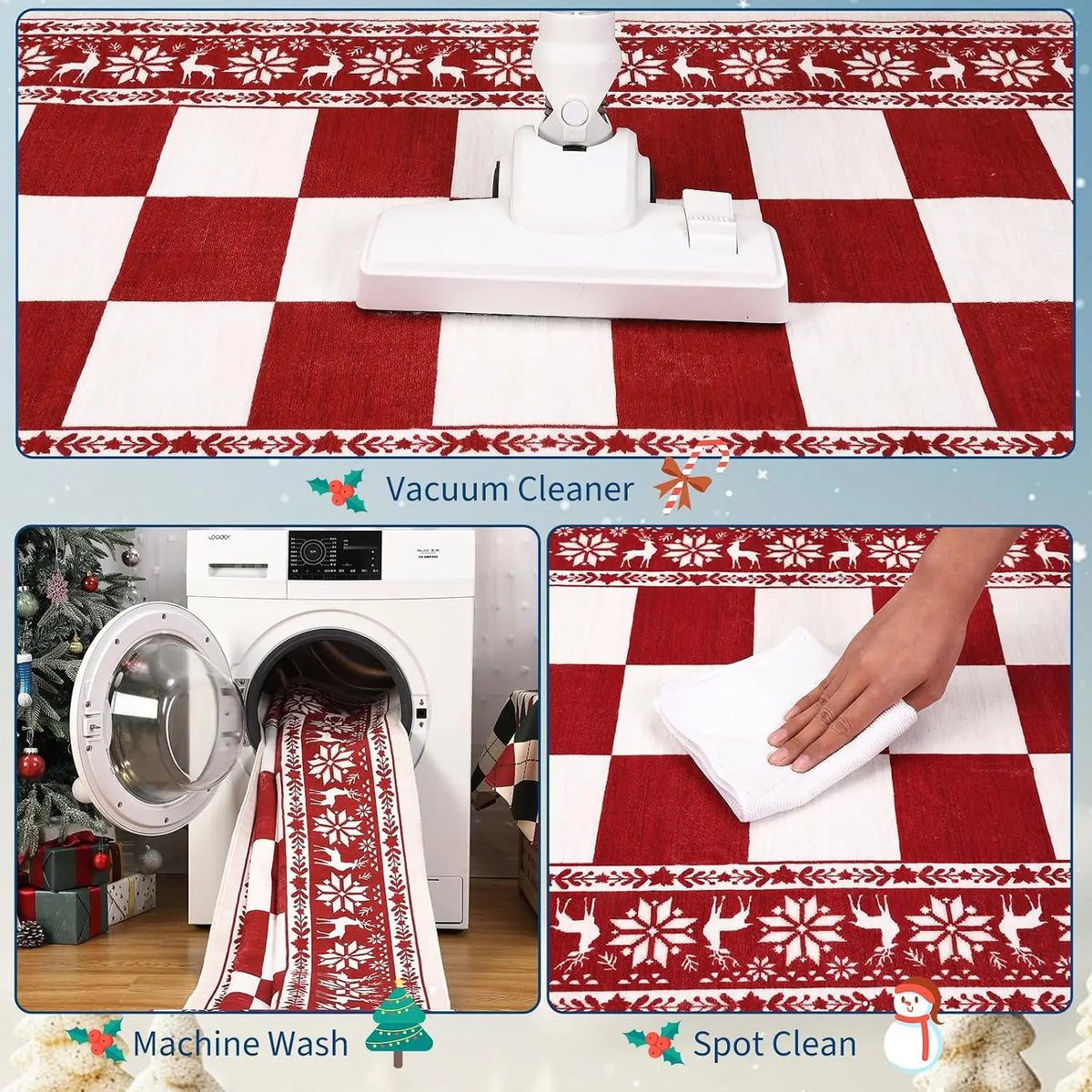 Garvee 5x7ft/9x12ft Christmas Area Rugs for Living Room Decoration Holiday Home Decoration Soft Non-Slip Rug Entrance Hall Doormat Bathroom Foot Mat