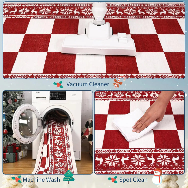 Garvee 5x7ft/9x12ft Christmas Area Rugs for Living Room Decoration Holiday Home Decoration Soft Non-Slip Rug Entrance Hall Doormat Bathroom Foot Mat