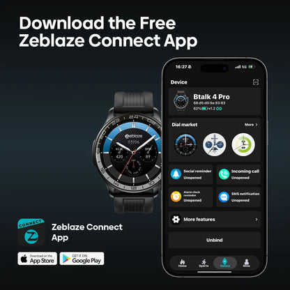 New Zeblaze Btalk 4 Pro Voice Calling Smart Watch 1.43''AMOLED Display Screen Heart Rate Fitness & Wellness Smartwatch For Men