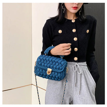 New Rope Woven Women Handbags Designer Knitting Chains Shoulder Crossbody Bag Casual Lady Hand Bags Small Flap Purses