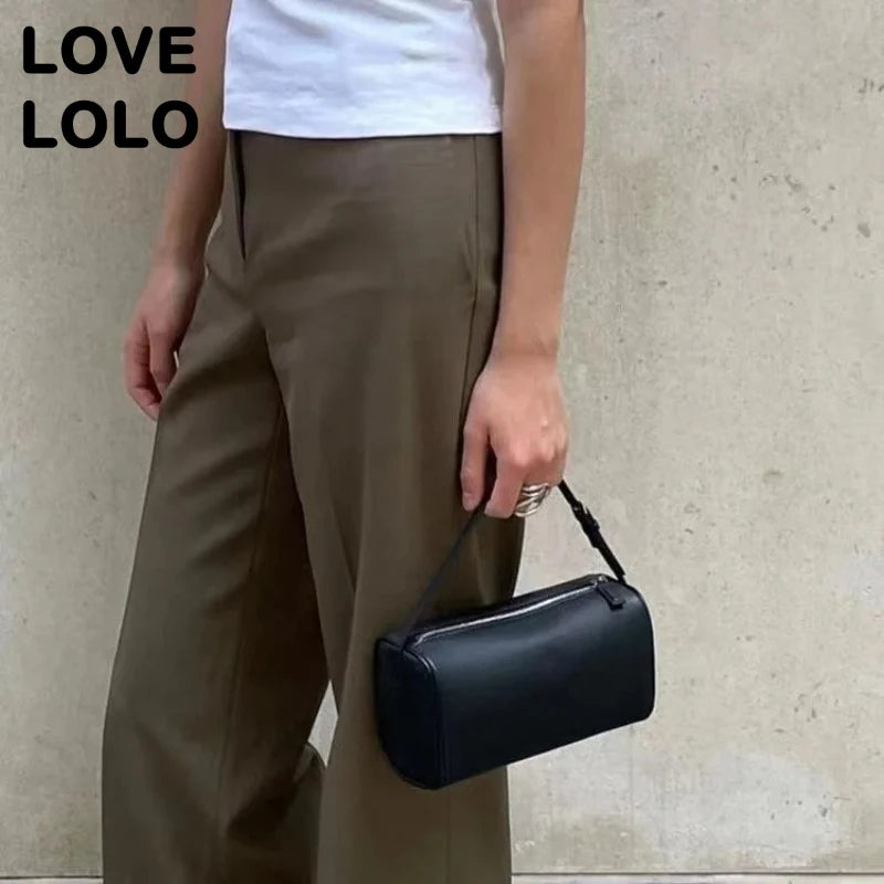 2025 New Luxury 90s Pen Holder Bag Genuine Soft Cowhide & Suede Mini Crossbody Bag Hand-Carry Vintage Shoulder Purse for Women