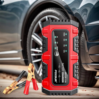 6V/12V 1.5A Car Battery Charger Electric Motorcycles Charger Smart Charger for Car Truck Boat SUV Lead-Acid AGM GEL Batteries