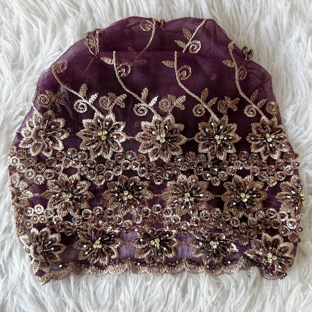 High Quality Lace handcrafted Beaded Turban Hat Female Head Wraps Caps Muslim Women Headscarf Bonnet Ready to Wear Inner Hijabs