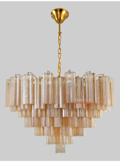 Round Murano Glass Ceiling Chandelier For Dining Living Room Bedroom Foyer Amber Glass Crystal Tube Hanging Chandelier Lights