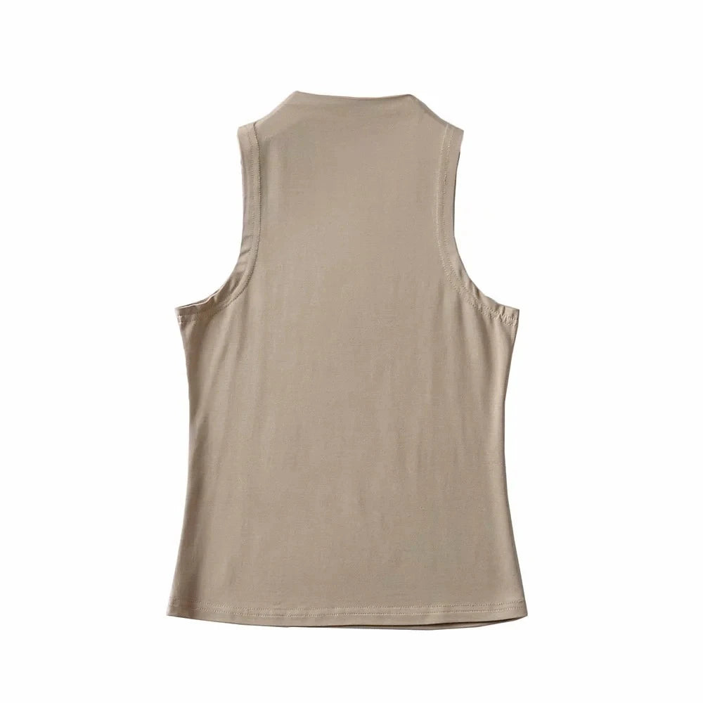2024 Summer NEW Arrival Women Solid Color Causal Sexy Croped-Top Sleeveless Tank Streetwear