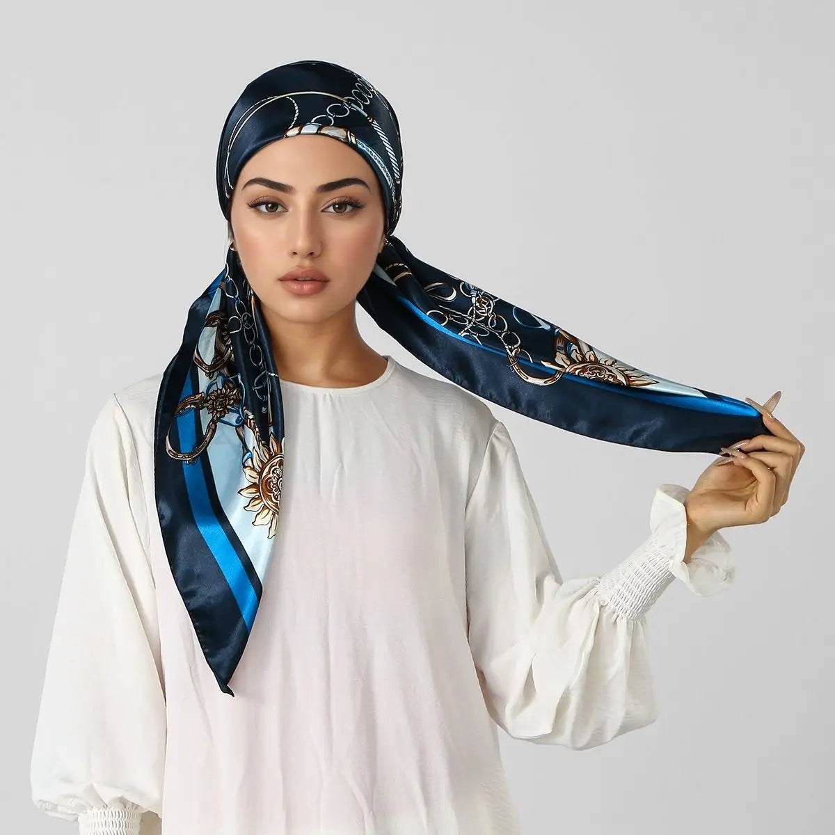 New Muslim Satin Silk Instant Hijabs Scarf Printed Turban Thick Hijab Cap Night Cap Women Ramadan Elastic Satin Hair Bonnet Eid