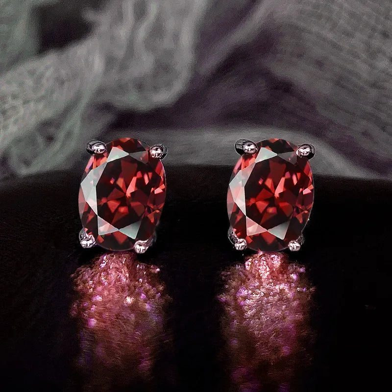 Huitan Simple Stud Earrings with Oval CZ for Lady Daily Wear Ear Accessories Teens Low-key Women's Earrings Statement Jewelry