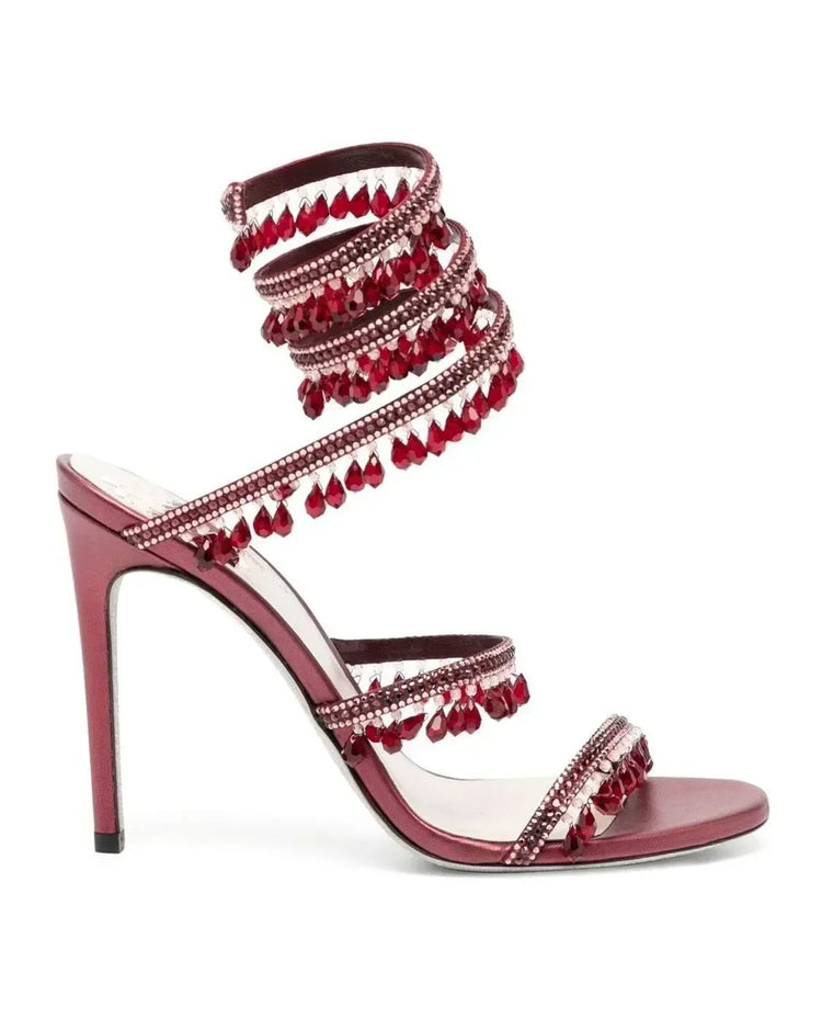 2026Women's New Water Diamond Sandals Fashion Tassel Crystal Shoes Sexy Banquet Party Twin Stiletto Women's Large Sandals
