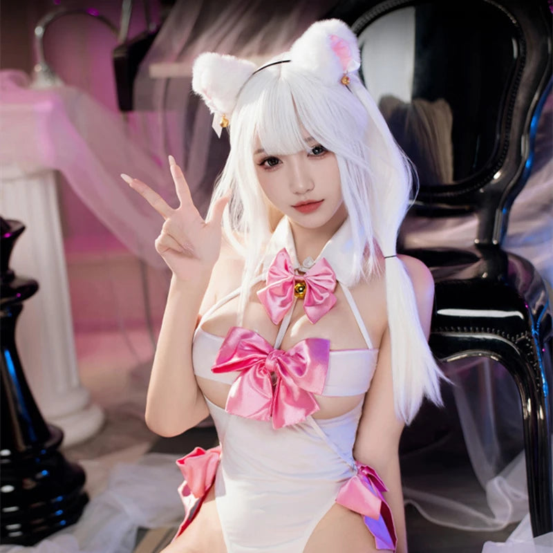 Sexy Lingerie Cat Girl Three-Point Uniform Roleplay Charming Perspective Jumpsuit Passion Set Devil Hollow Out Bodysuit Cosplay
