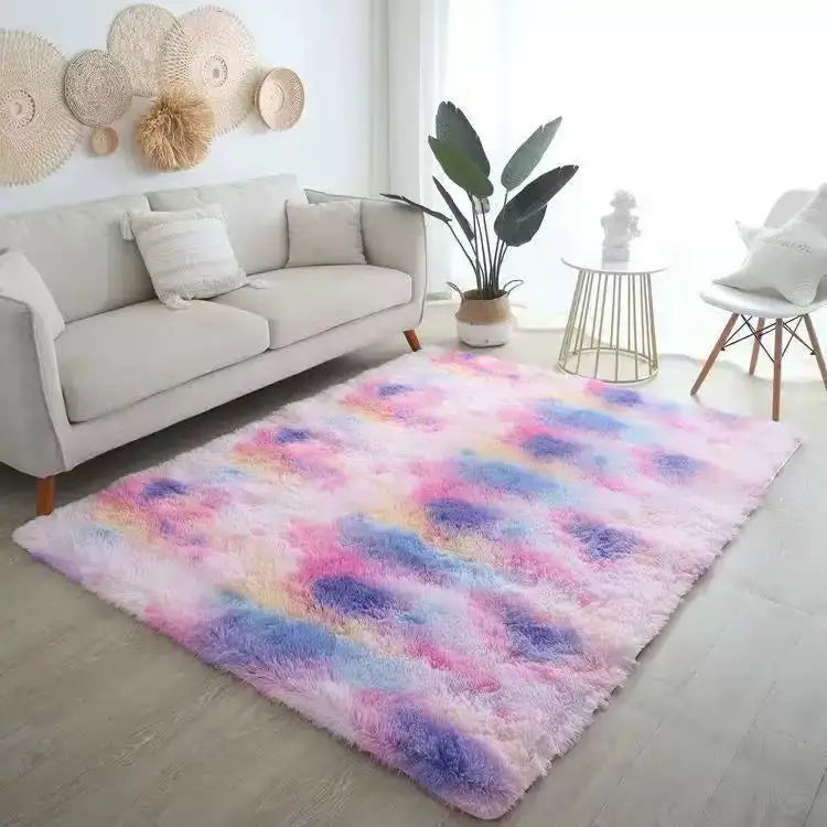 Nordic Ins Wind Tie-dye Gradual Change Silk Plush PV Plush Living Room Coffee Table Mattress Bedside Bedroom Dining Room Carpet
