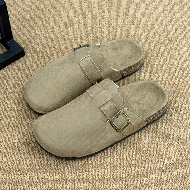 Women's Casual Closed Toe Flip-flops Summer Outdoor Slippers Couple's Flannel Sandals Comfortable Non-slip Men And Women Slides