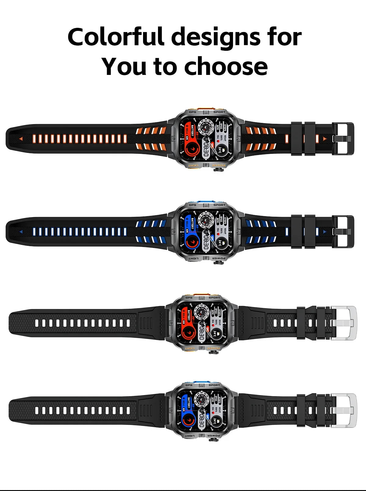 New Outdoor Military Men Smartwatch Equipped With GPS Sports LED Lighting, Compass, Wireless Communication IP68 Waterproof Watch