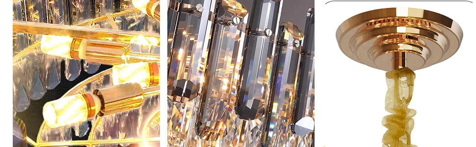 Modern K9 Crystal Chandelier Round Ceiling Fixtures Pendant Lights Living Room Bedroom
