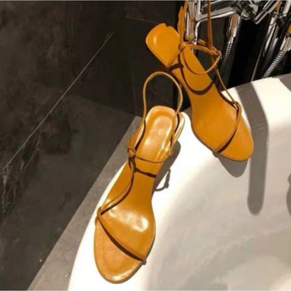 Thin Strap Sandals Women's Summer New with A Single Buckle Strap Womens Shoes Thin Heels with Exposed Toes High-heeled Sandals