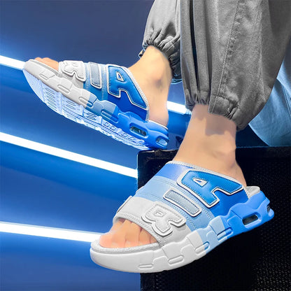 Summer Men Slippers Casual Sandals Platform Bubble Outdoor Beach Sandals Garden Shoes Male Comfortable Home Slides Loafers 39-47